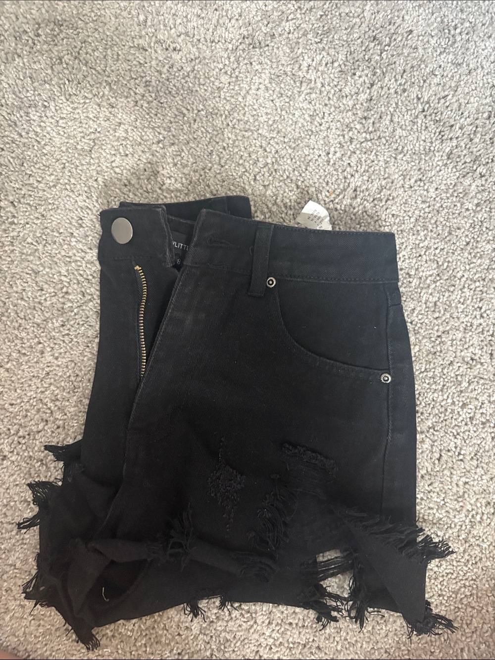 PrettyLittleThing Black High-Rise Distressed Jeans